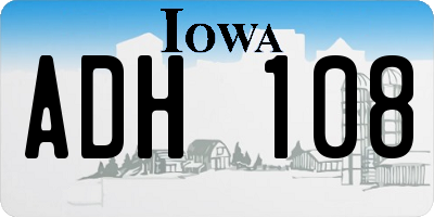 IA license plate ADH108