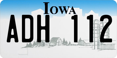 IA license plate ADH112