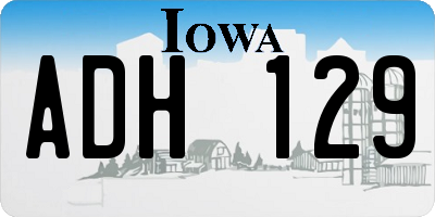 IA license plate ADH129