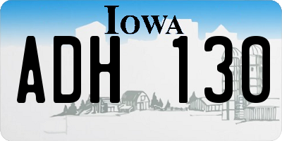 IA license plate ADH130