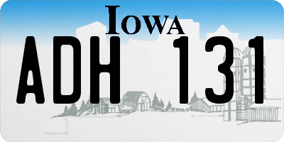 IA license plate ADH131