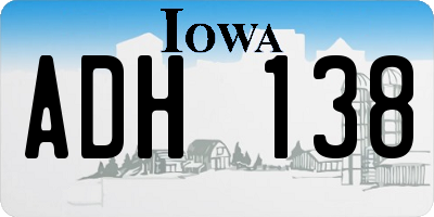 IA license plate ADH138