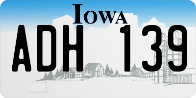 IA license plate ADH139