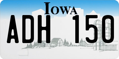 IA license plate ADH150