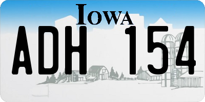IA license plate ADH154