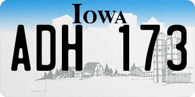 IA license plate ADH173
