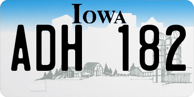 IA license plate ADH182