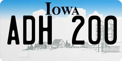 IA license plate ADH200