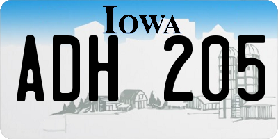 IA license plate ADH205