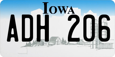 IA license plate ADH206