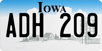 IA license plate ADH209