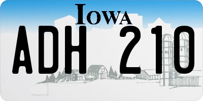 IA license plate ADH210