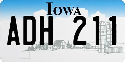 IA license plate ADH211