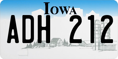 IA license plate ADH212