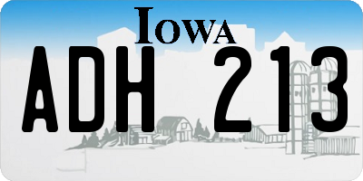 IA license plate ADH213