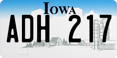 IA license plate ADH217