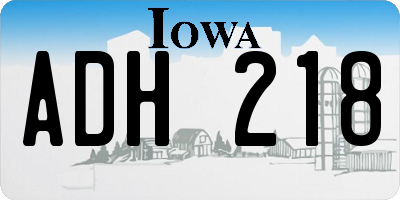 IA license plate ADH218