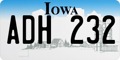 IA license plate ADH232