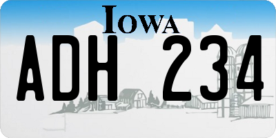 IA license plate ADH234