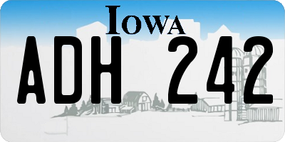 IA license plate ADH242