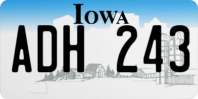 IA license plate ADH243