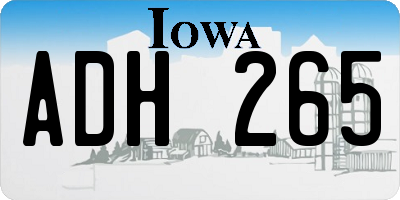 IA license plate ADH265