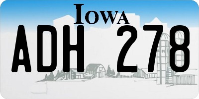 IA license plate ADH278