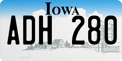 IA license plate ADH280