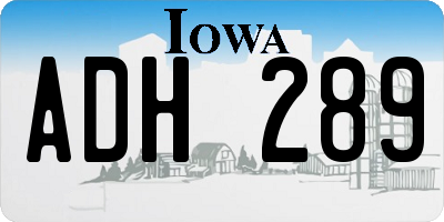 IA license plate ADH289