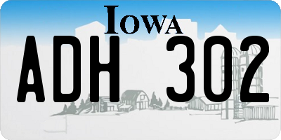 IA license plate ADH302