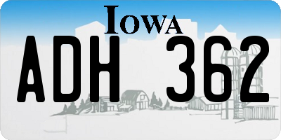 IA license plate ADH362