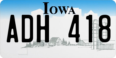 IA license plate ADH418