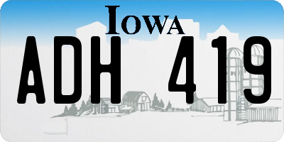 IA license plate ADH419