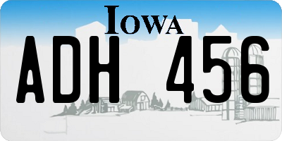 IA license plate ADH456