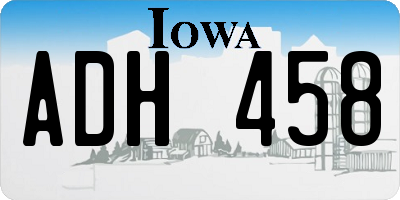 IA license plate ADH458