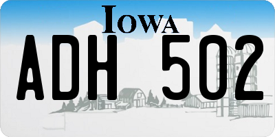 IA license plate ADH502