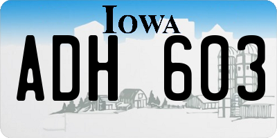 IA license plate ADH603