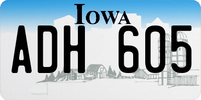 IA license plate ADH605