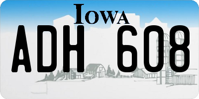 IA license plate ADH608