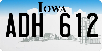 IA license plate ADH612