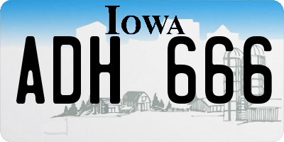 IA license plate ADH666