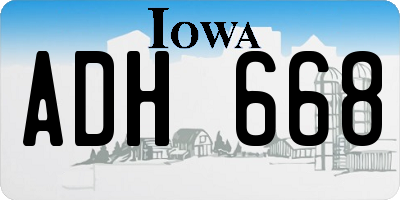 IA license plate ADH668