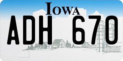 IA license plate ADH670