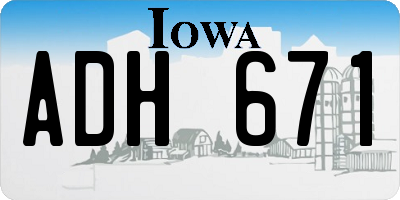 IA license plate ADH671
