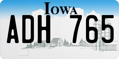 IA license plate ADH765