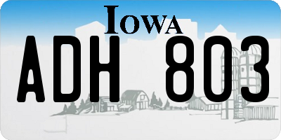 IA license plate ADH803