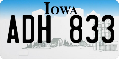 IA license plate ADH833