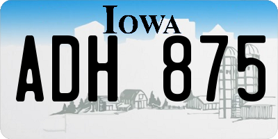 IA license plate ADH875