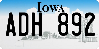 IA license plate ADH892