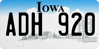 IA license plate ADH920